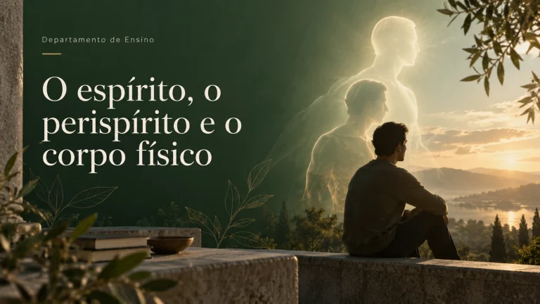 Capa do artigo O espírito, o períspirito e o corpo físico, com figura contemplando a paisagem