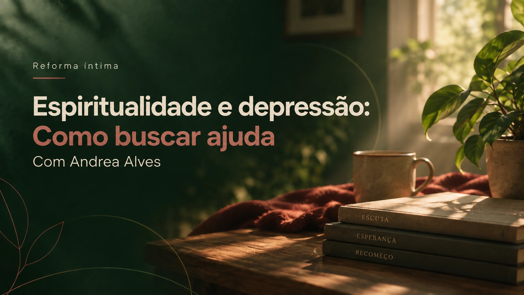 Capa do artigo Espiritualidade e depressão: Como buscar ajuda, com livros e uma xícara