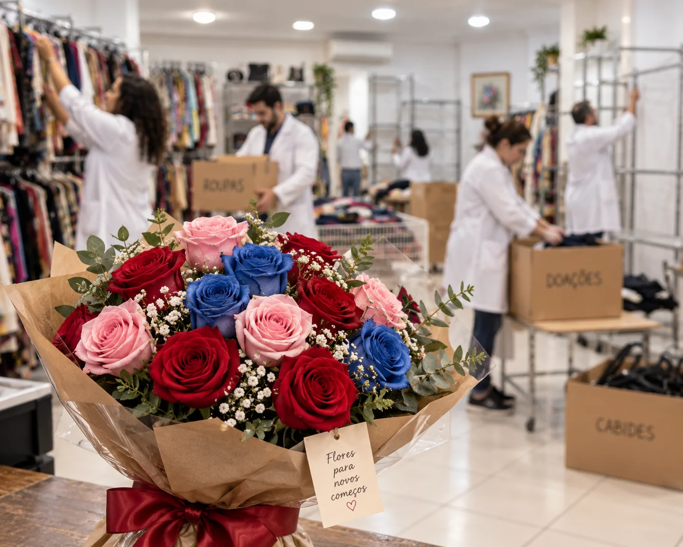 Flores coloridas como gesto de gratidão